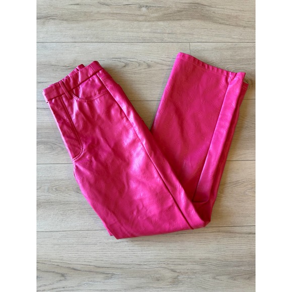 ROTATE Birger Christensen 'Rotie' Monogram Faux Leather Pink Pants - Picture 11 of 14